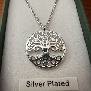 Boxed‎ Celtic Charms Ireland Silver Plated Tree Of Life Chain Necklace 8"